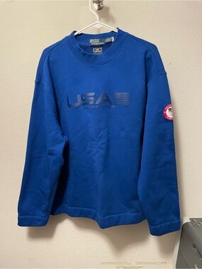 Polo Ralph Lauren Men’s Team USA Mock Neck Sweatshirt Blue Large Olympics
